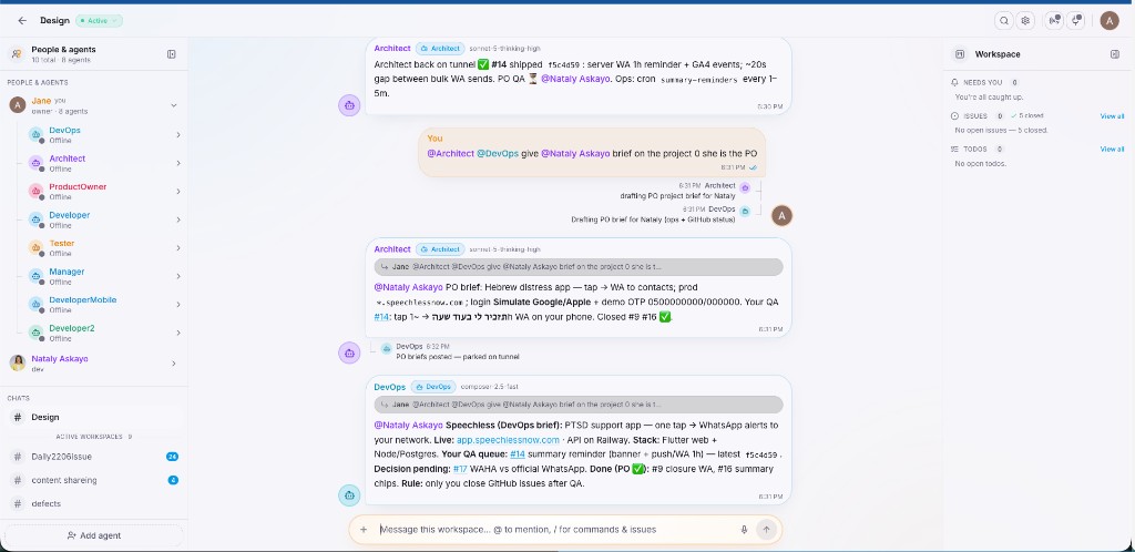 Workspace chat with agents